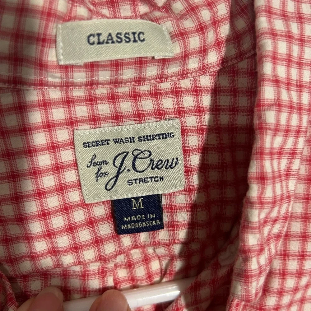 J. Crew Mens Secret Wash Shirting Res Plaid Button Up Long Sleeve Size Medium